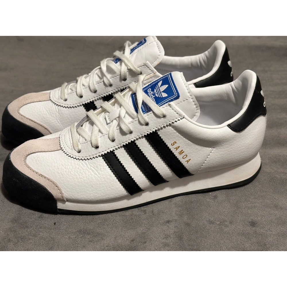 Adidas Samoa White Black Leather Sneakers Low Top Shoes